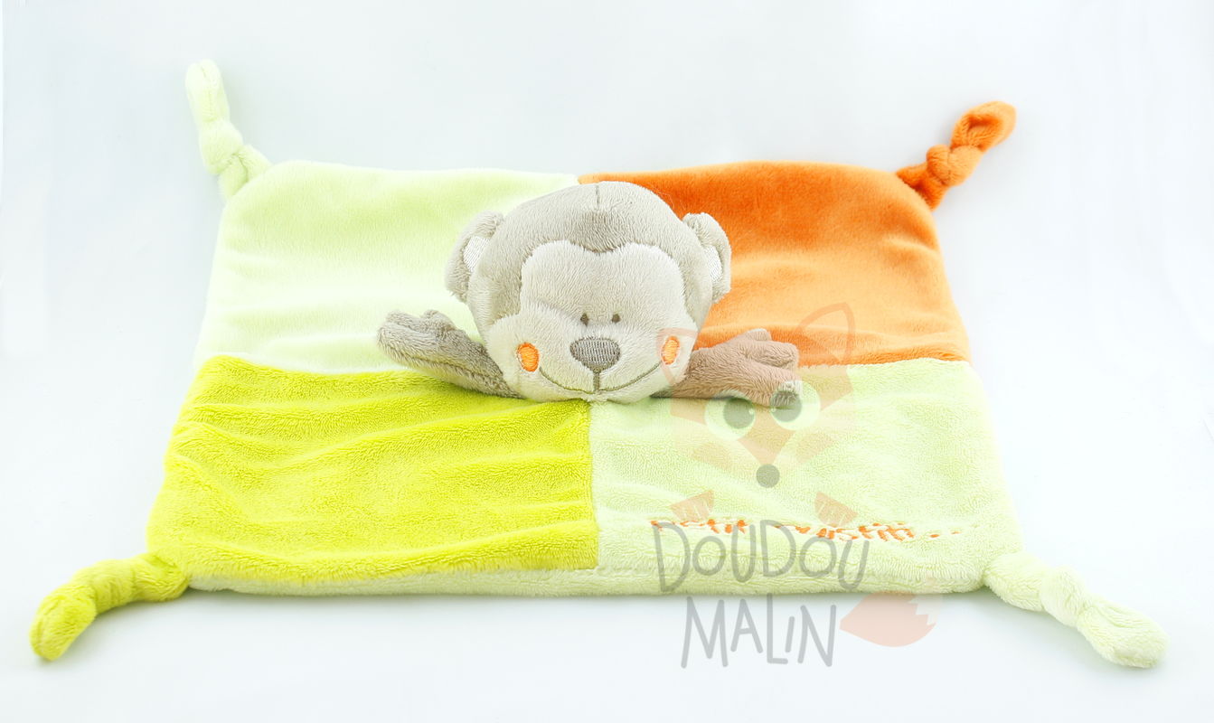 baby comforter monkey petit ouistiti green orange 